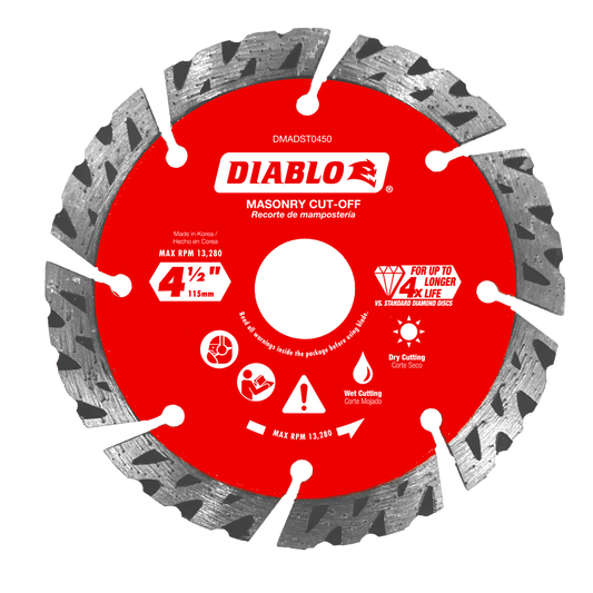 Diablo 4-1/2 in. D X 7/8 in. X .094 in. thick Diamond Segmented Turbo Masonry Cut-Off Disc