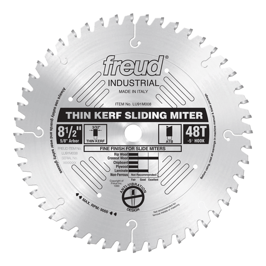 Freud 8-1/2 in. D X 5/8 in. Fine Finish TiCo Hi-Density Carbide Circular Saw Blade 48 teeth 1 pk