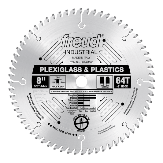 Freud 8 in. D X 5/8 in. Plastics TiCo Hi-Density Carbide Circular Saw Blade 64 teeth 1 pk