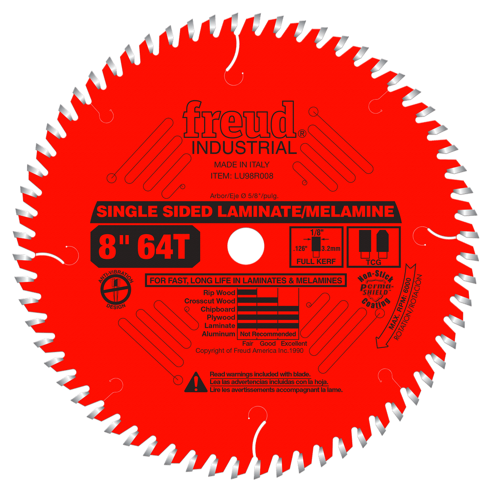 Freud 8 in. D X 5/8 in. Single Sided Laminates TiCo Hi-Density Carbide Saw Blade 64 teeth 1 pk