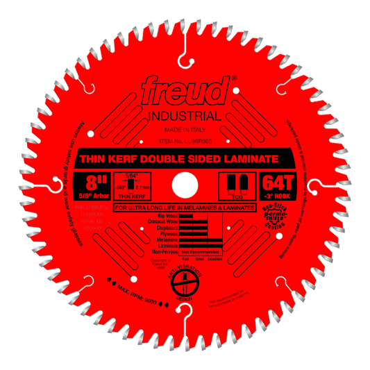 Freud 8 in. D X 5/8 in. Double Sided Laminates TiCo Hi-Density Carbide Saw Blade 64 teeth 1 pk