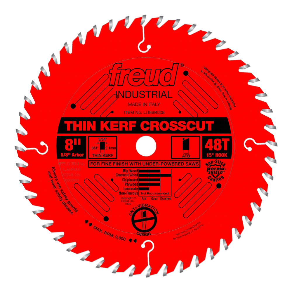 Freud 8 in. D X 5/8 in. Fine Finish Crosscut TiCo Hi-Density Carbide Table Saw Blade 48 teeth 1 pk