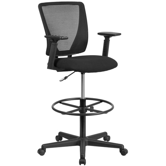 Flash Furniture Black Fabric Drafting Stool