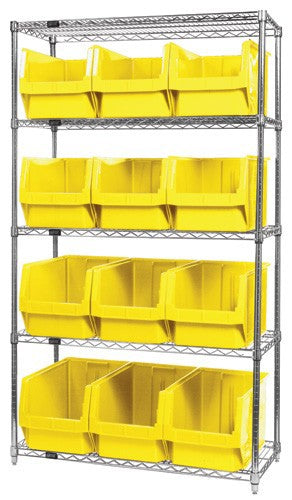 Quantum Chrome Wire Shelving Units with Magnum Bins (WR Series)