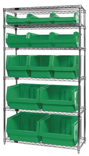 Quantum Chrome Wire Shelving Units with Magnum Bins (WR Series)
