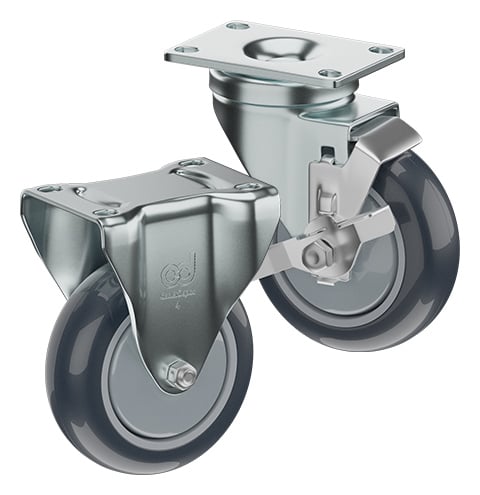 CasterDepot Top Plate Casters - Thermo-Urethane Wheel - Capacities Up To 350 lbs