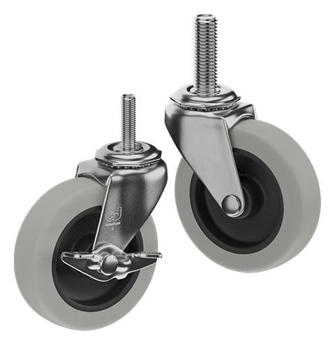 CasterDepot Threaded Stem Casters - Thermo-Rubber Wheel - Capacities Up To 110 lbs