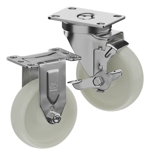 CasterDepot Top Plate Casters - White Nylon Wheel - Capacities Up To 350 lbs