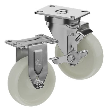 CasterDepot Top Plate Casters - White Nylon Wheel - Capacities Up To 350 lbs