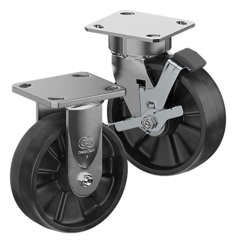 CasterDepot Ergonomic, Top Plate Casters - Glass-Filled Nylon Wheel- Cap. Up To 1400 lbs