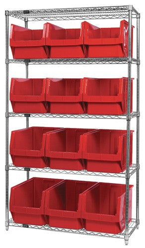 Quantum Chrome Wire Shelving Units with Magnum Bins (WR Series)