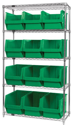 Quantum Chrome Wire Shelving Units with Magnum Bins (WR Series)