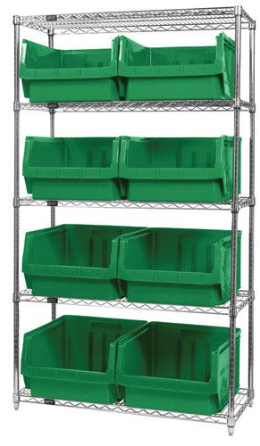 Quantum Chrome Wire Shelving Units with Magnum Bins (WR Series)