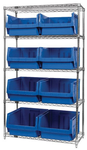 Quantum Chrome Wire Shelving Units with Magnum Bins (WR Series)