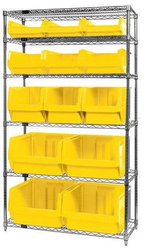 Quantum Chrome Wire Shelving Units with Magnum Bins (WR Series)