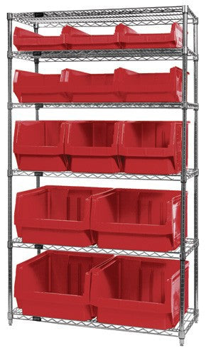 Quantum Chrome Wire Shelving Units with Magnum Bins (WR Series)