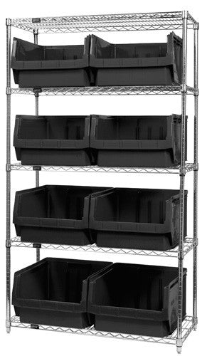 Quantum Chrome Wire Shelving Units with Magnum Bins (WR Series)