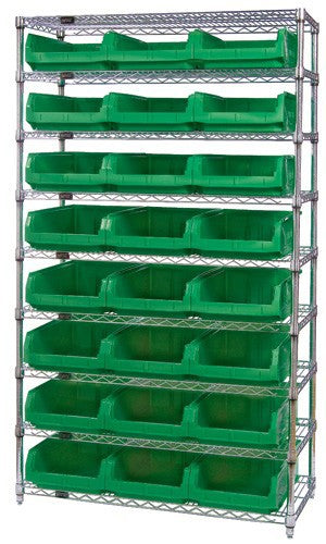 Quantum Chrome Wire Shelving Units with Magnum Bins (WR Series)