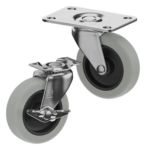 CasterDepot Top Plate Casters - Thermo-Rubber Wheel - Capacities Up To 110 lbs