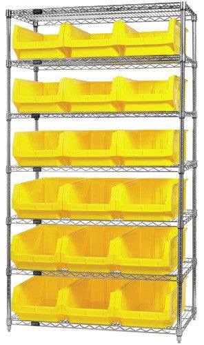 Quantum Chrome Wire Shelving Units with Magnum Bins (WR Series)