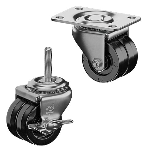 CasterDepot Low Profile Casters - Polyolefin Wheel - Capacities Up To 300 lbs