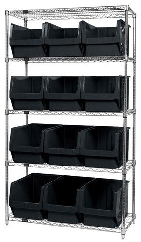 Quantum Chrome Wire Shelving Units with Magnum Bins (WR Series)