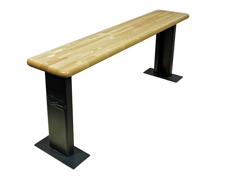 Locker Room Bench With 12ga. Steel Pedestals