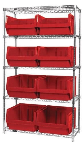 Quantum Chrome Wire Shelving Units with Magnum Bins (WR Series)
