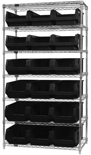 Quantum Chrome Wire Shelving Units with Magnum Bins (WR Series)