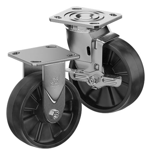 CasterDepot Top Plate Casters - Glass-Filled Nylon Wheel- Capacities Up To 1250 lbs