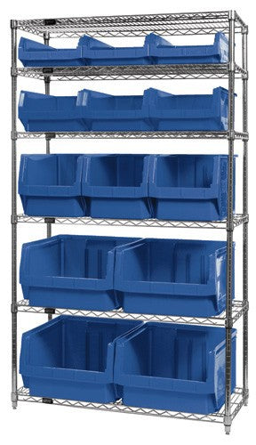Quantum Chrome Wire Shelving Units with Magnum Bins (WR Series)