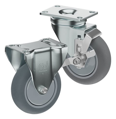 CasterDepot Top Plate Casters - Thermo-Rubber Wheel - Capacities Up To 325 lbs