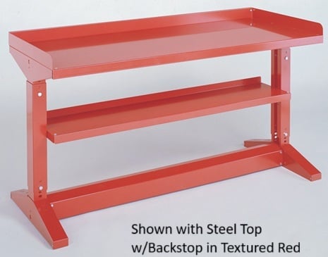 Adjustable Height Iron-I Work Bench With Shelf And Rails (4 of 5)