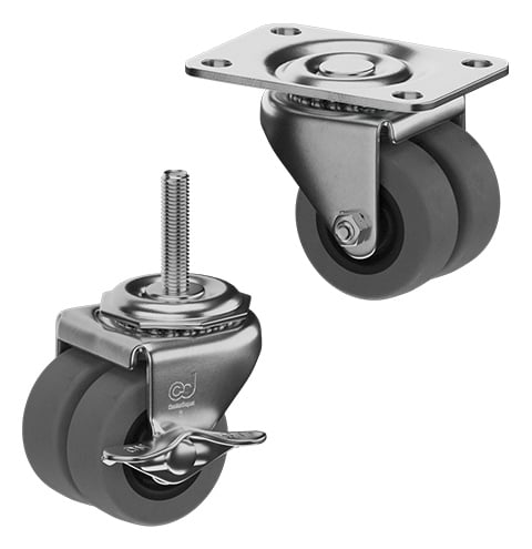 CasterDepot Low Profile Casters - Thermo-Rubber Wheel - Capacities Up To 180 lbs