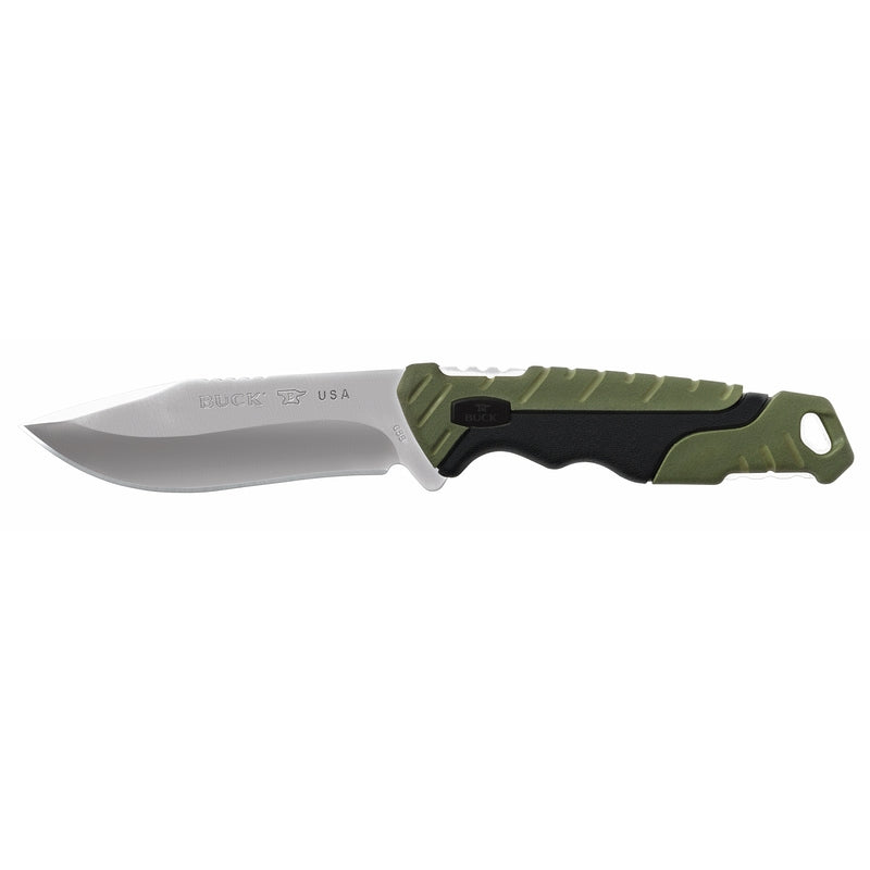 Buck Knives Pursuit Black/Green 420 HC Steel > 6 in. Drop Point Fixed Hunting Knife
