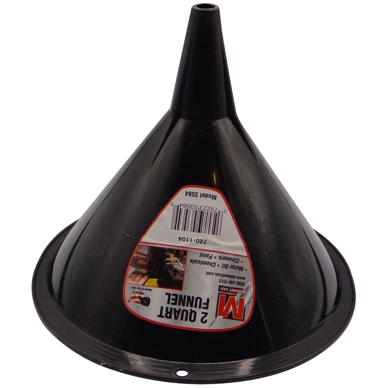 Midwest Can Black 7 in. H Polyethylene 2 qt Funnel
