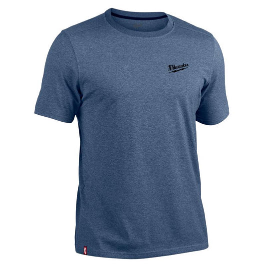 Milwaukee M Short Sleeve Men's Crew Neck Blue Hybrid Work Tee Shirt