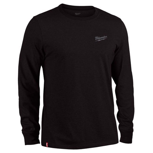 Milwaukee Freeflex XL Long Sleeve Men's Crew Neck Black Hybrid Work Tee Shirt
