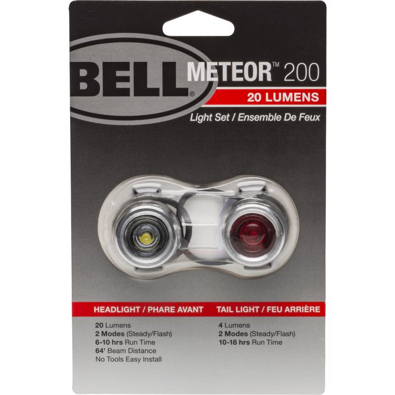 Bell Sports Meteor 200 Aluminum Bicycle Light Set Silver