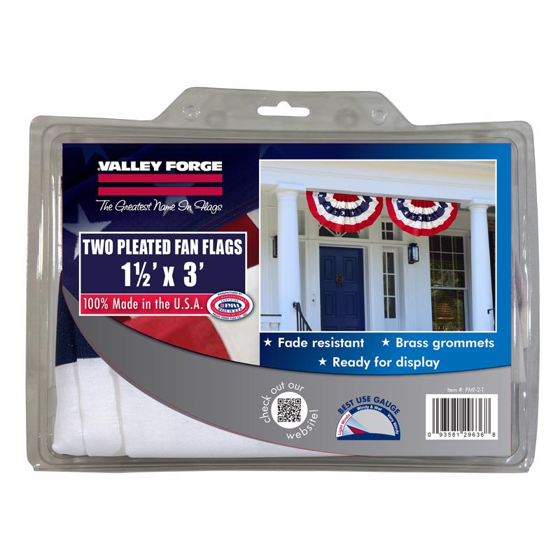 Valley Forge Mini-Fan Pleated Flag 1.5 ft. W X 3 ft. L