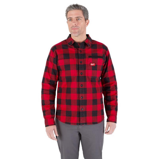 Milwaukee Gridiron L Long Sleeve Men's Collared Red Flannel Shirt
