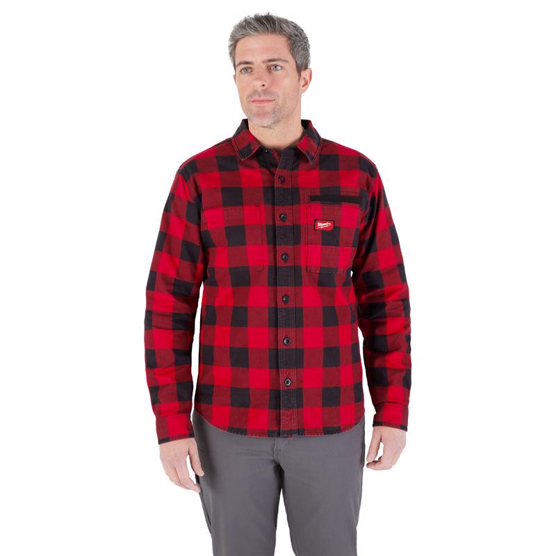 Milwaukee Gridiron XXL Long Sleeve Men's Collared Red Flannel Shirt