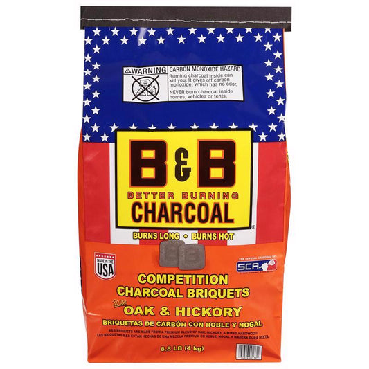 B&B Charcoal All Natural Hickory and Oak Charcoal Briquettes 8.8 lb
