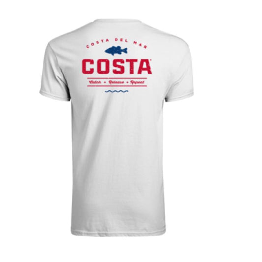 Costa L Short Sleeve Men's Crew Neck Blue/Red/White Topwater Tee Shirt