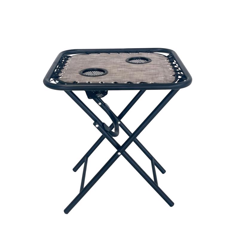 Living Accents Taupe Square Oxford Fabric Bungee Side Table