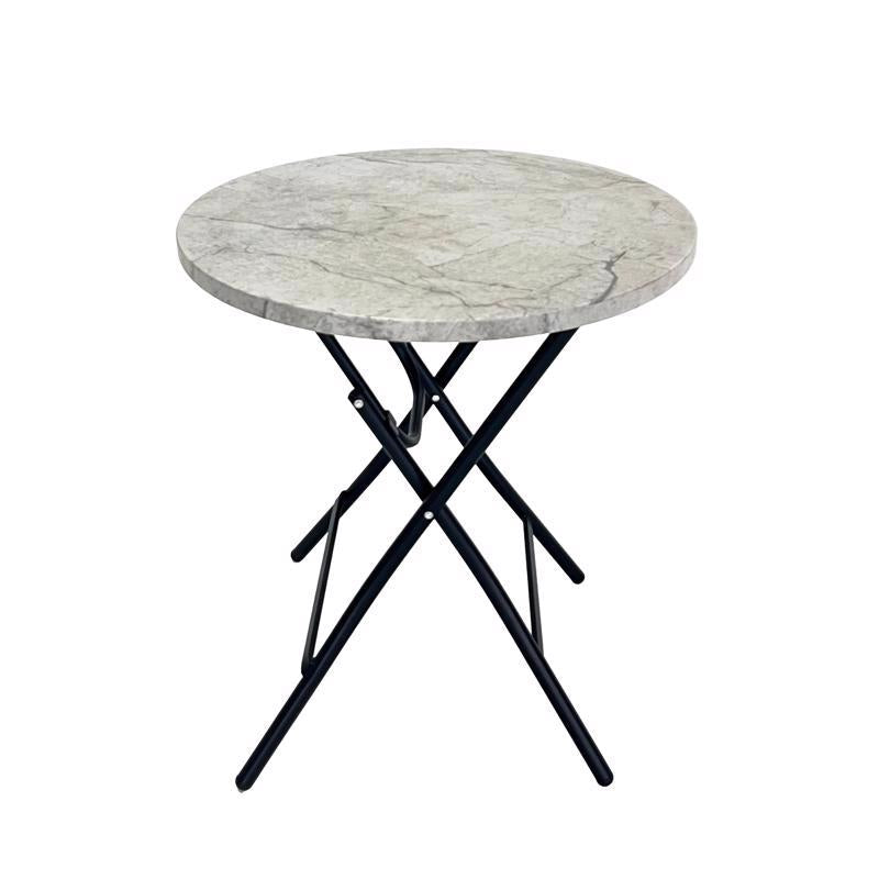 Living Accents Stone Finish Cream Round Metal Folding Side Table