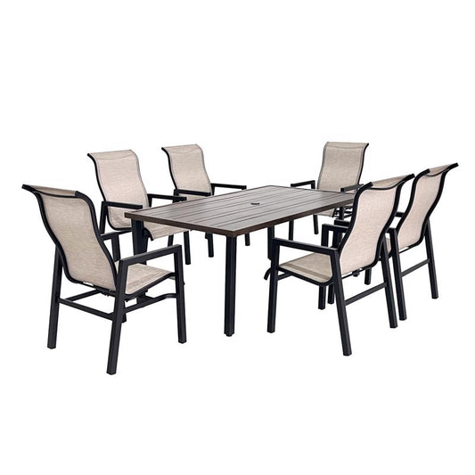 Living Accents Ellington 7 pc Brown Steel Sling Dining Set