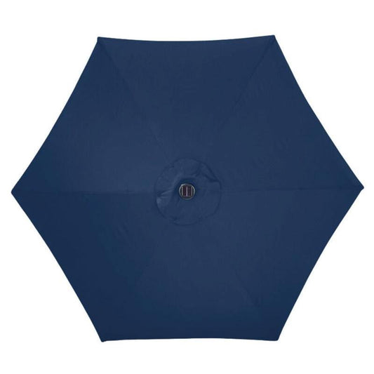 Living Accents Solar LED 9 ft. Tiltable Navy Blue Market Umbrella