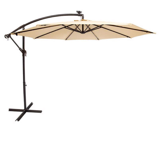 Living Accents 10 ft. Tiltable Taupe Offset Umbrella