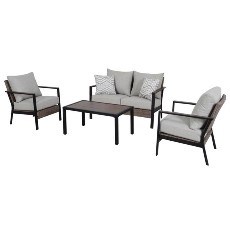 Living Accents Rhett 4 pc Black Steel Contemporary Patio Set Tan